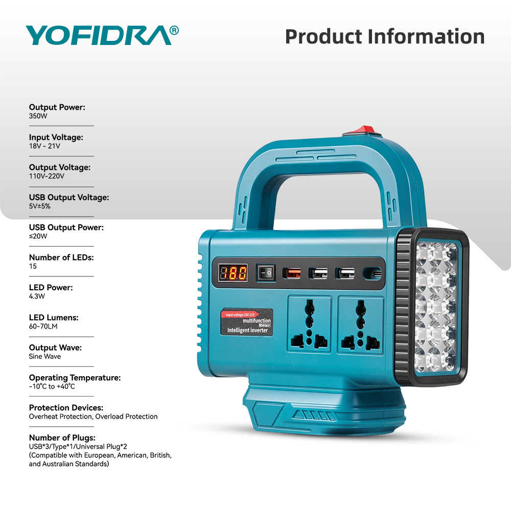 YOFIDRA 220V Portable Power In - đánh giá và giá Outdoor Power Adapter Usb C
